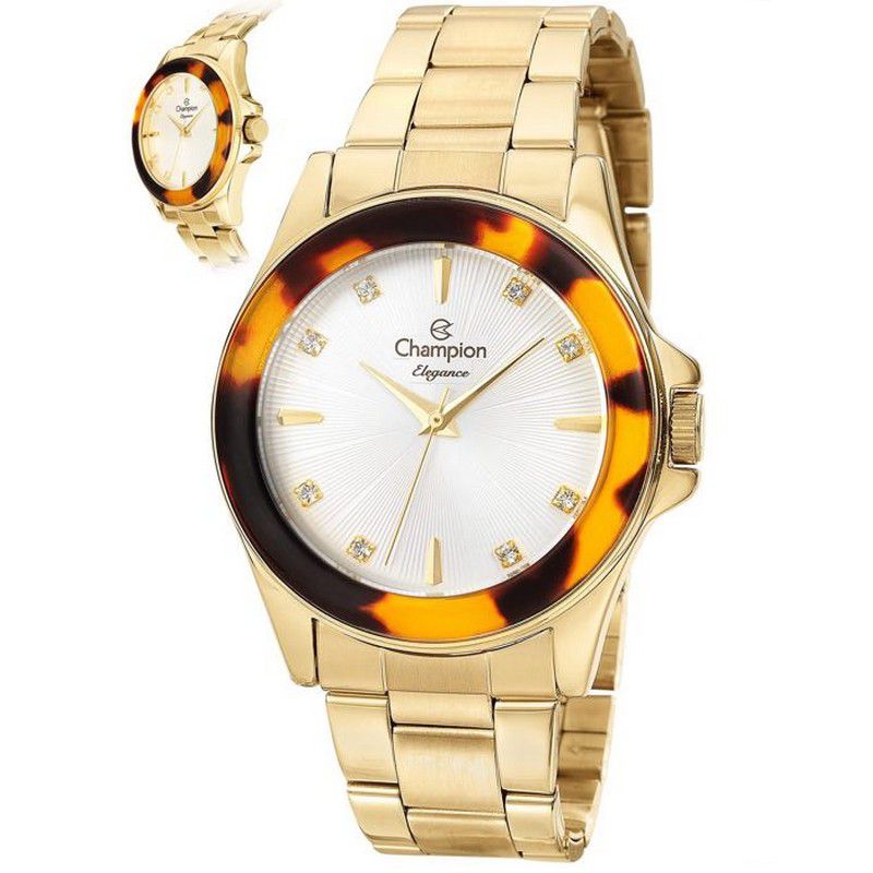Relógio Champion Feminino Dourado Analógico Elegance CN27456H