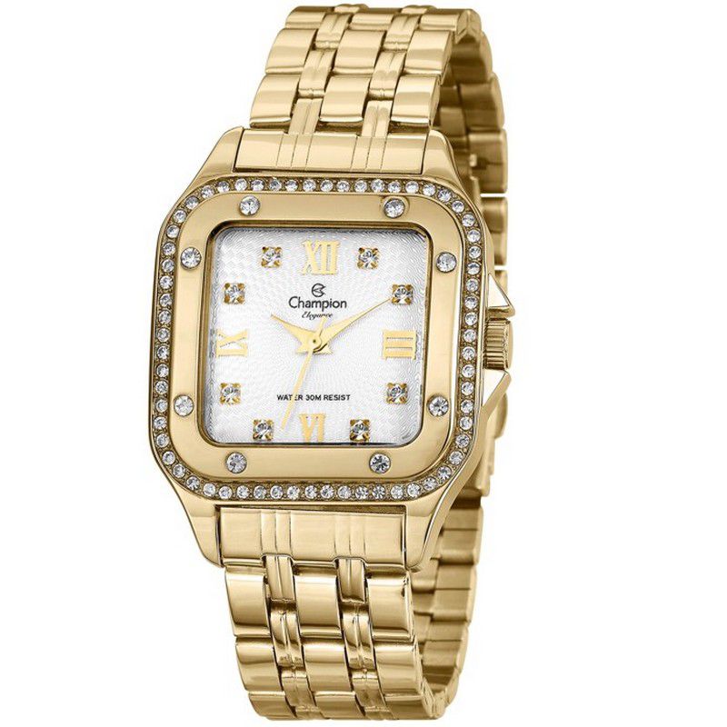 Relógio Champion Feminino Dourado Analógico Metal Elegance CN27321H
