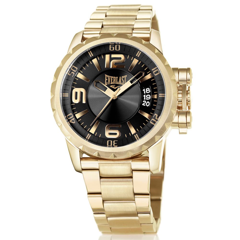 Relógio Everlast Masculino Dourado Aço Inox Analógico E497