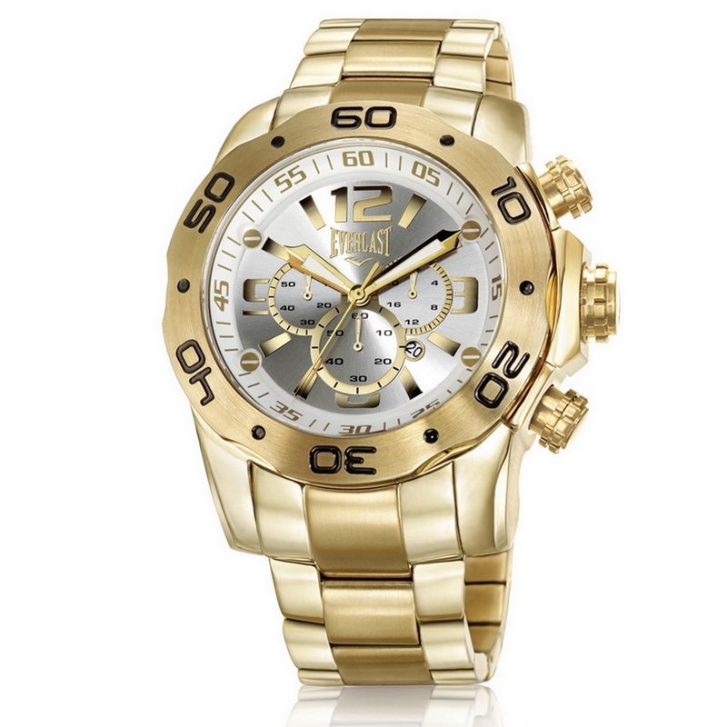 Relógio Everlast Masculino Dourado Cronógrafo Aço Inox Analógico E543