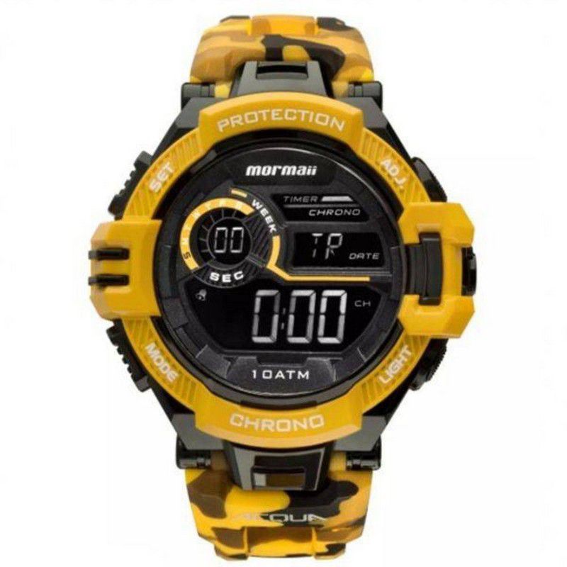 Relógio Mormaii Masculino Silicone Camuflado amarelo Digital MO1134/8L