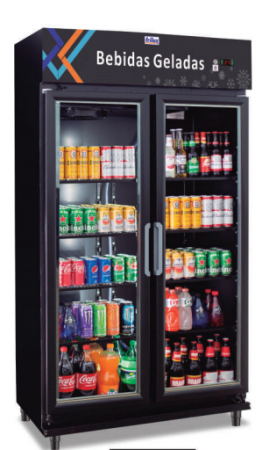 Expositor Vertical para Bebidas 2 Portas Vidro Aquecido Total Black RF - 020 B Frilux