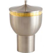 Âmbula / Cibório com acabamento escovado- dourado ou niquelado - altura 9cm - diâmetro da copa 16cm - capacidade para 300 partículas
