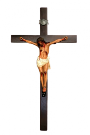 Crucifixo de parede - em resina - cruz em madeira - 110cm