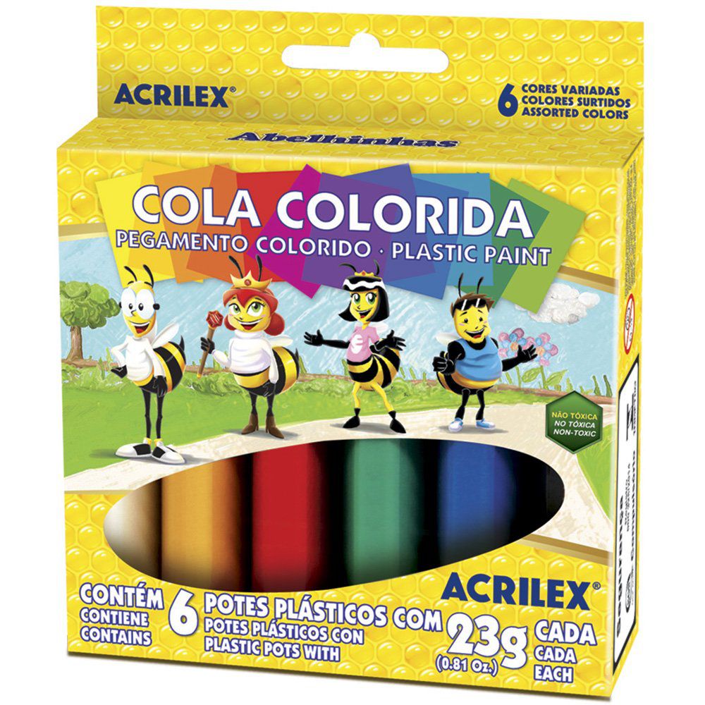 Cola Colorida Escolar 6 cores Vivas Acrilex