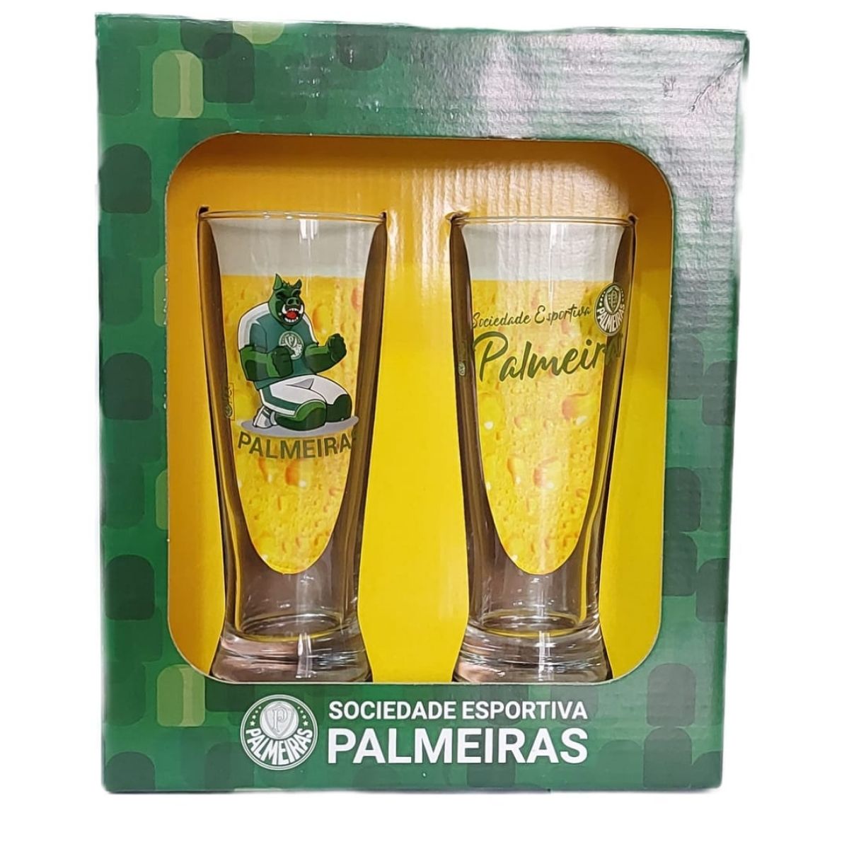 Conjunto 2 Copos Lager Chope Palmeiras Verdão Oficial 300ml Allmix