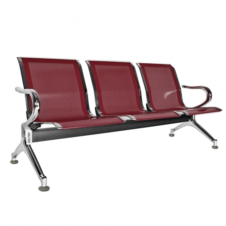 Cadeira Longarina 3 Lugares Assentos Espera Aeroporto Vermelho V925