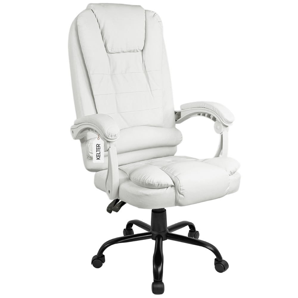 Cadeira Escritório Presidente Com Massageador e Aquecimento Kelter Branco Nude V405x