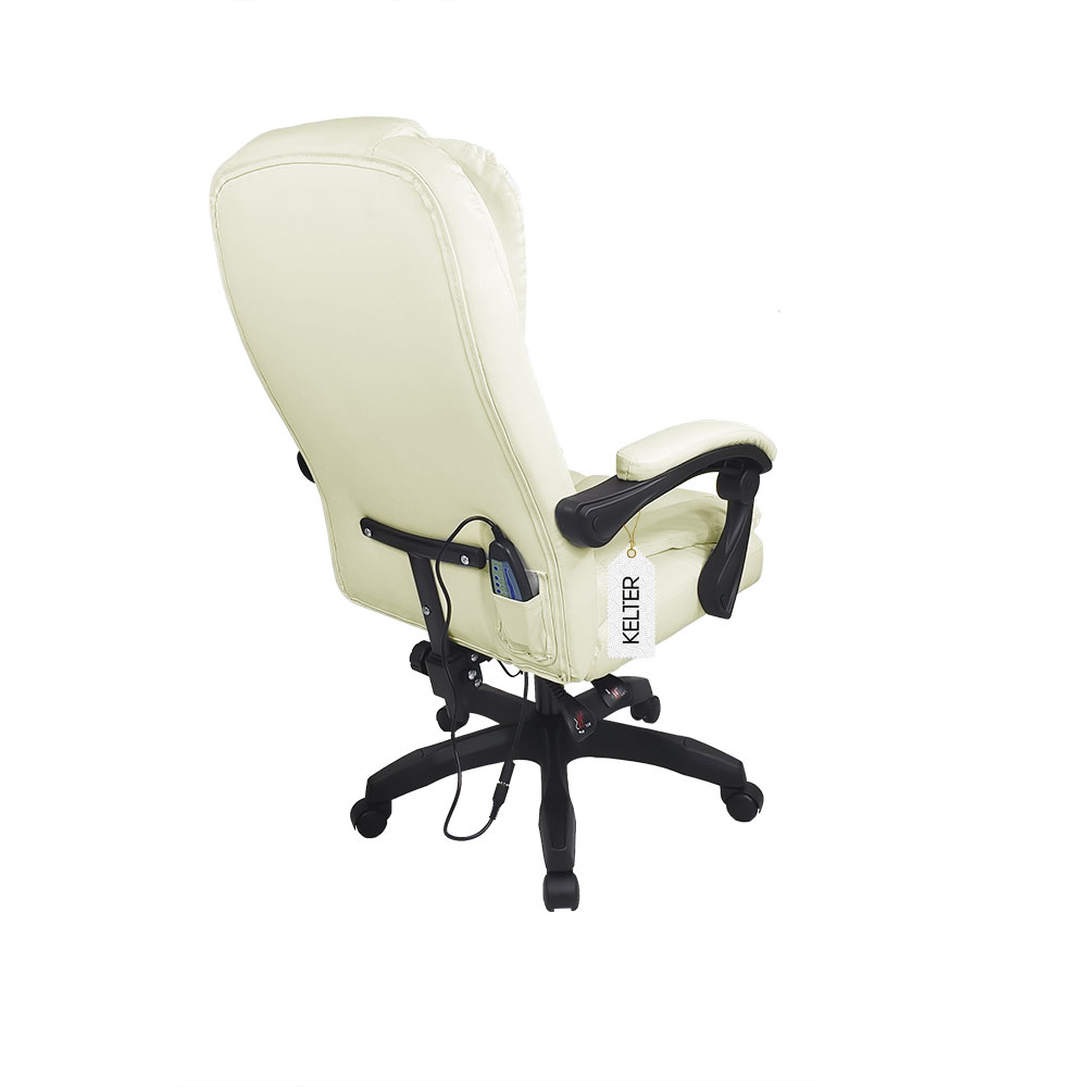 Cadeira Escritório Presidente Com Massageador e Aquecimento Kelter Branco Nude V405