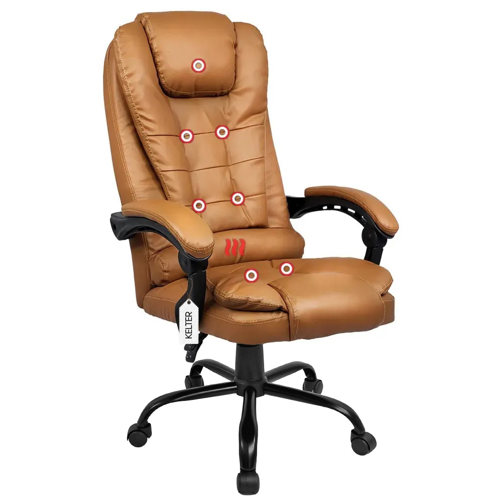 Cadeira Escritório Presidente Com Massageador e Aquecimento Kelter Marrom V403x
