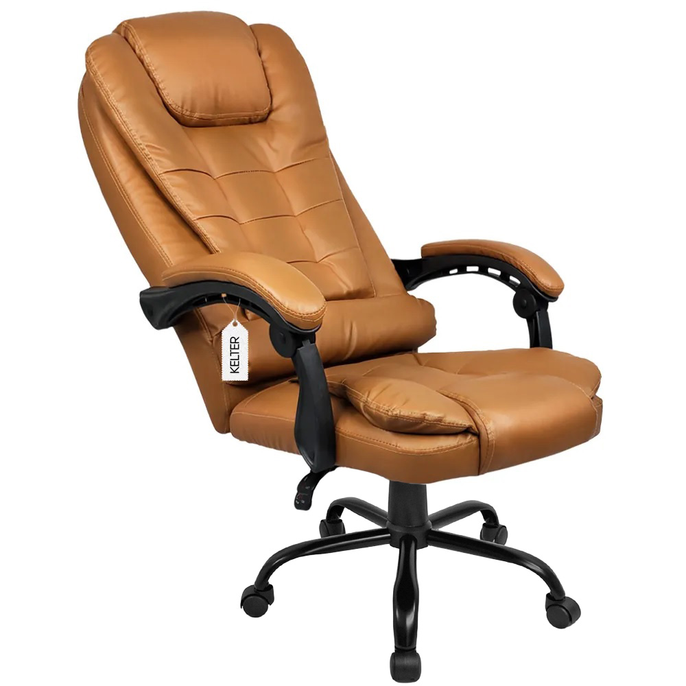 Cadeira Escritório Presidente Com Massageador e Aquecimento Kelter Marrom V403x