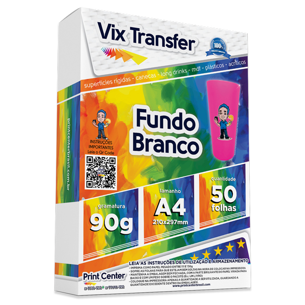 CAIXA PAPEL FUNDO BRANCO VIX TRANSFER 90g - 30 pacotes