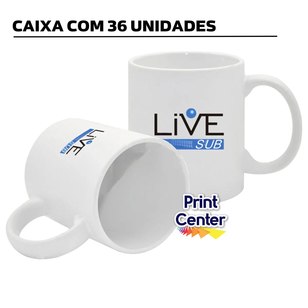 Caneca de Cerâmica LIVE SUPER QUALITY Branca 325ml - 36 unids
