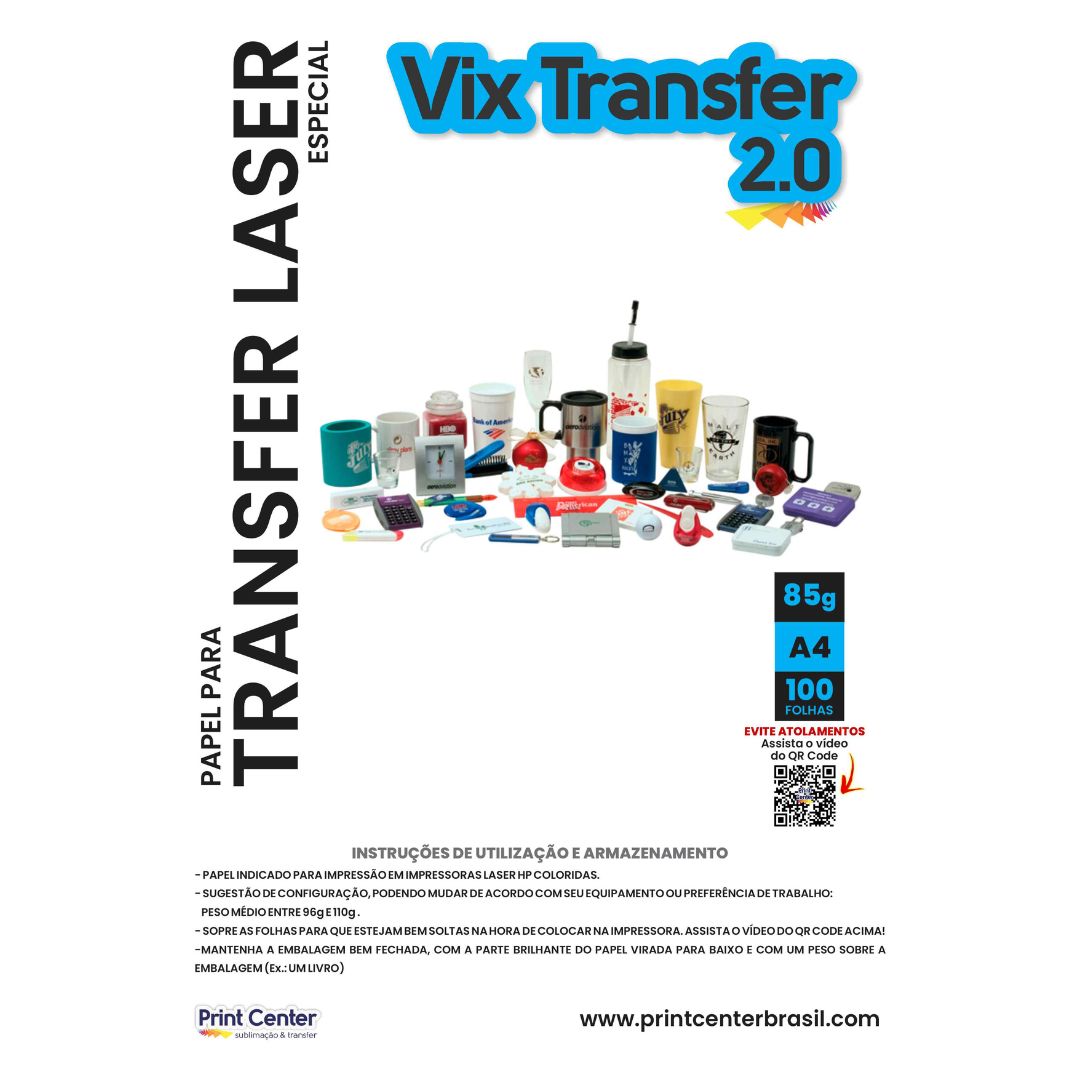 PAPEL TRANSFER LASER 85g "VIXTRANSFER 2.0" - 100 folhas