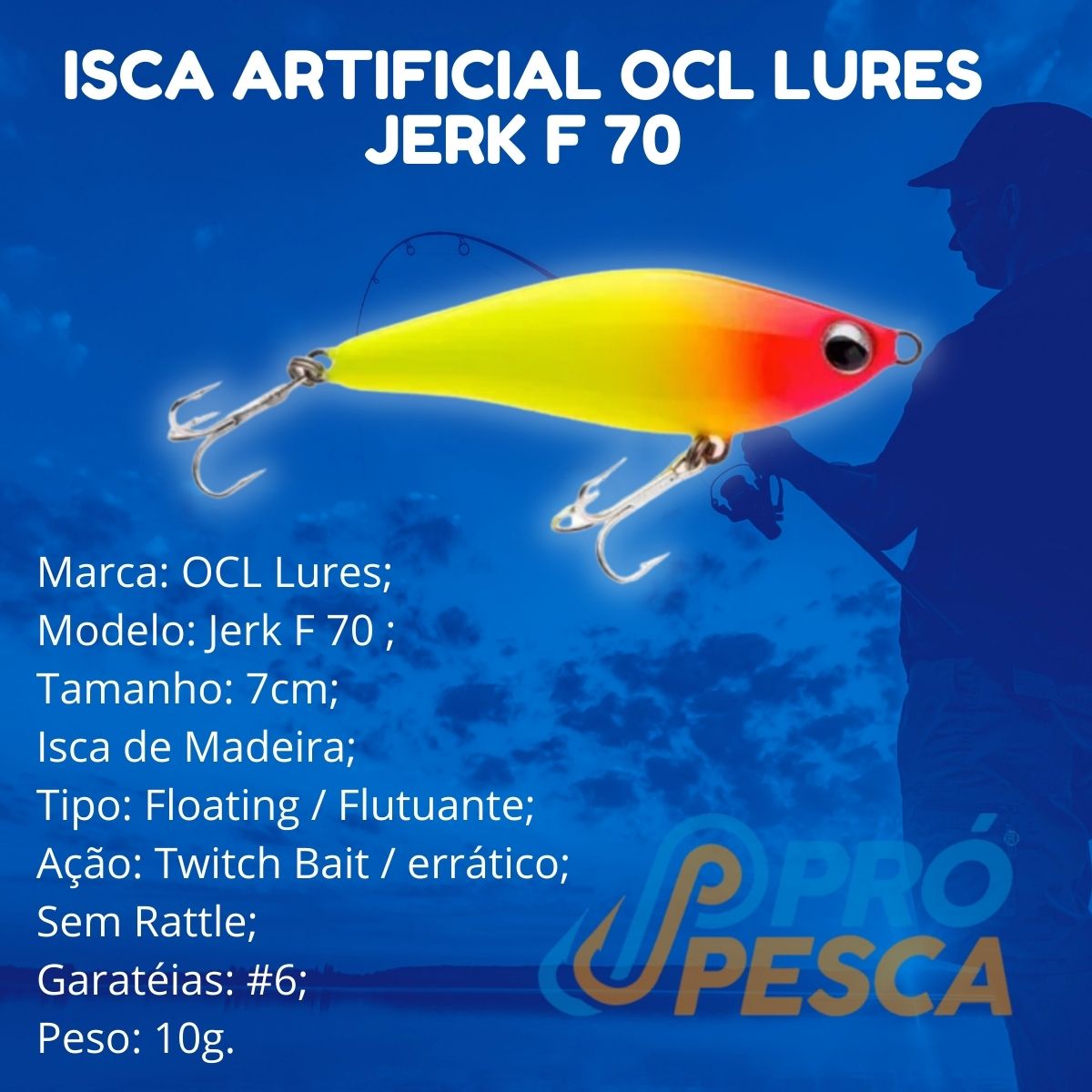 Isca Artificial Ocl Lures Jerk F 70 - Foto 2