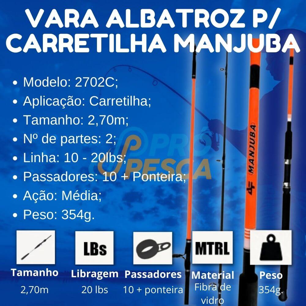 Vara Albatroz Manjuba p/ Carretilha 2,70 m 20 Lbs (2 partes) - Foto 4