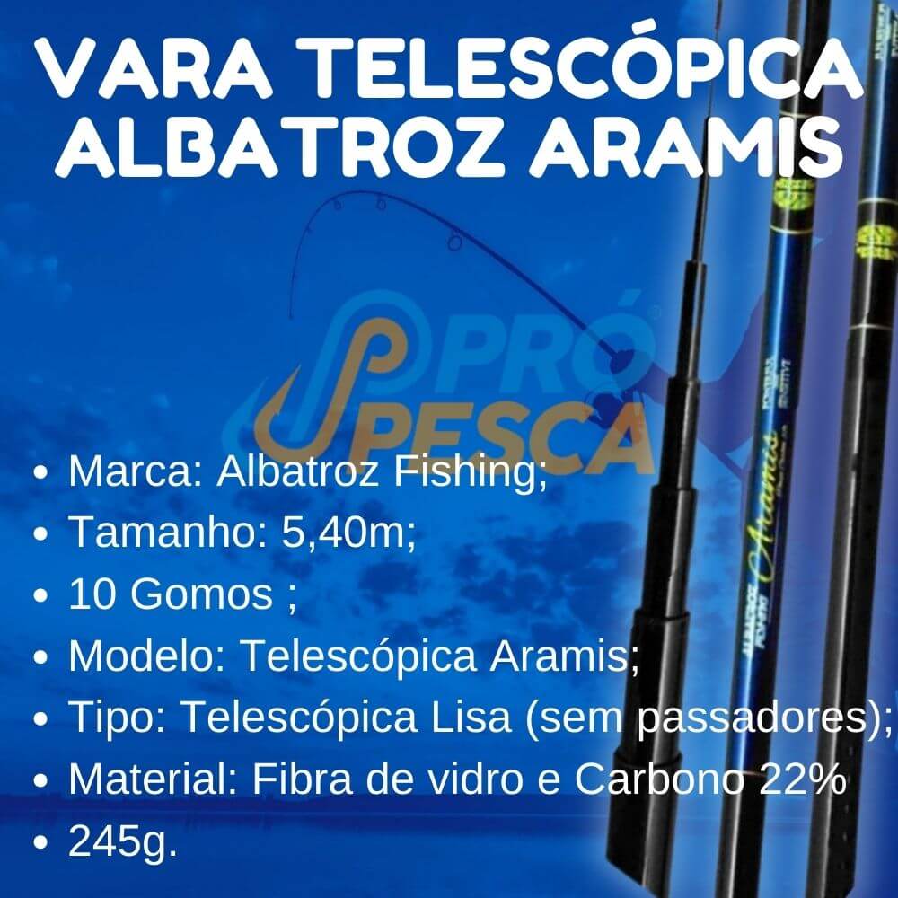 Vara Telescópica Albatroz Aramis 5,40m + Brinde - Foto 1
