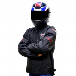 Jaqueta motociclista AS95 100% impermeável na cor preta com refletivos