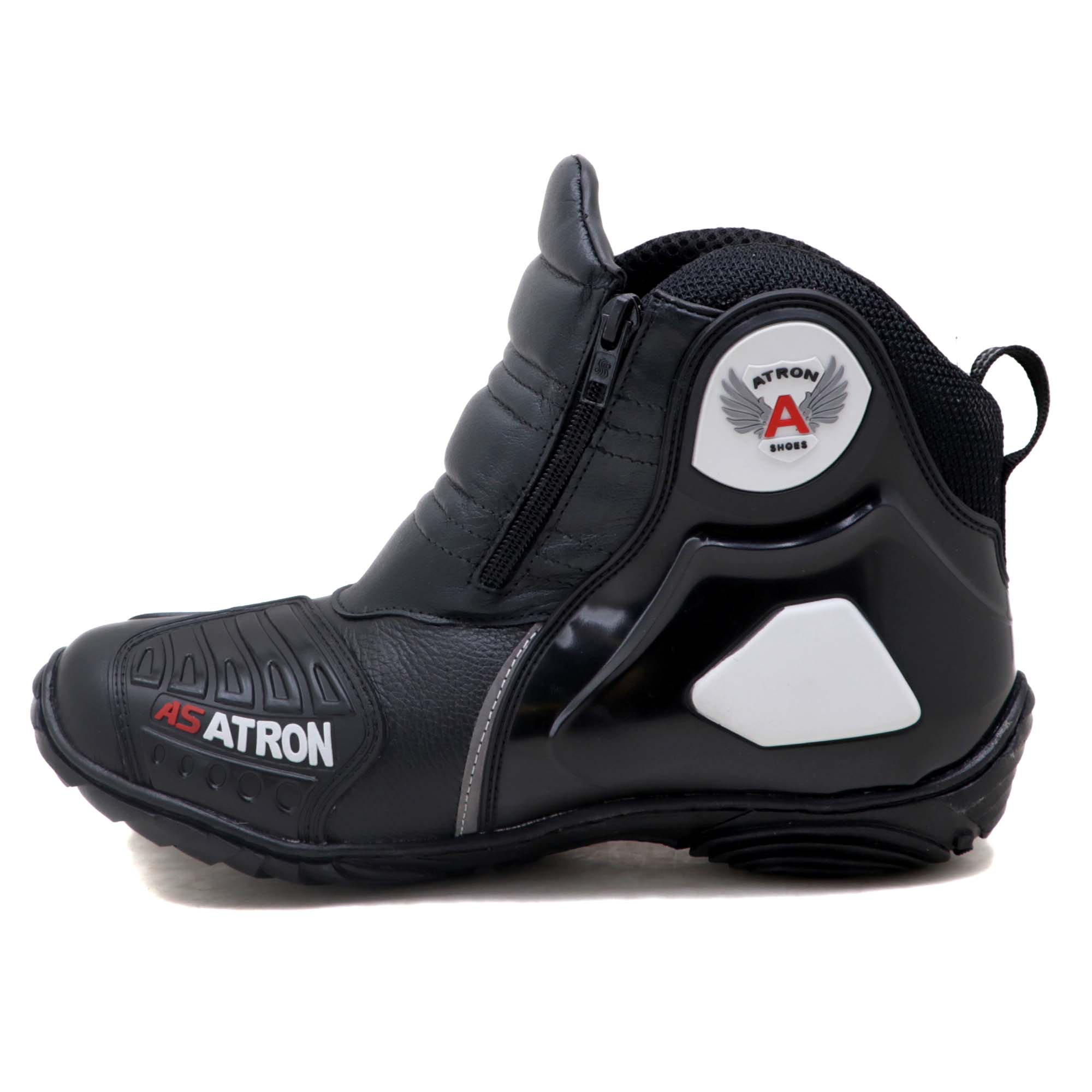 Bota motociclista Atron Shoes AS-HIGHWAY em couro legítimo semi-impermeável emborrachada na cor Preto 407