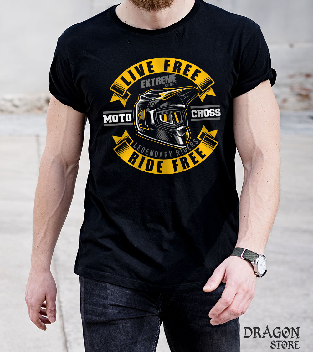 Camiseta Live free motocross Motociclista Trial Moto - Dragon Store