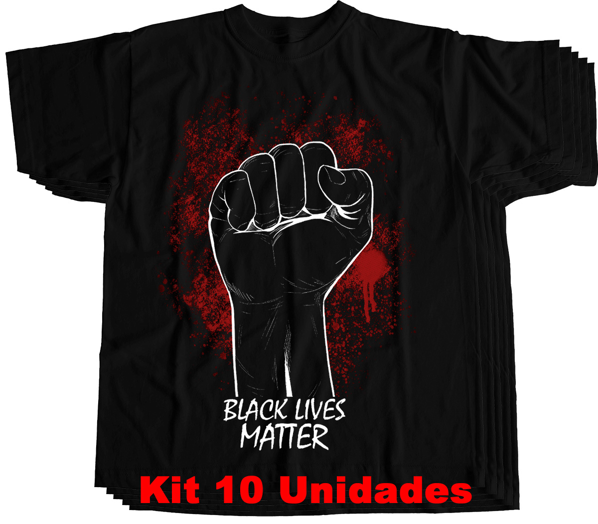 Kit 10 camisetas masculinas atacado Black Lives Matter - Dragon Store