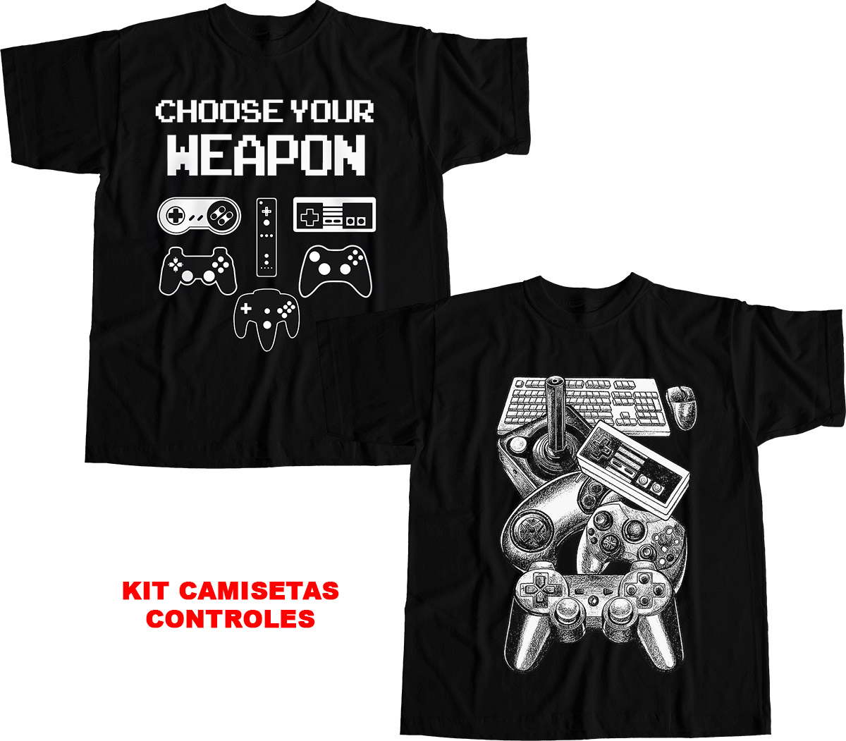 Kit Camisetas Controles de video game 2un - Dragon Store