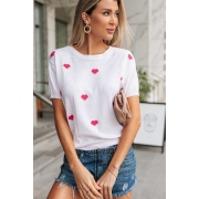 Blusa T-shirt  Lauana Coração Vera Tricot - Branco / Pink