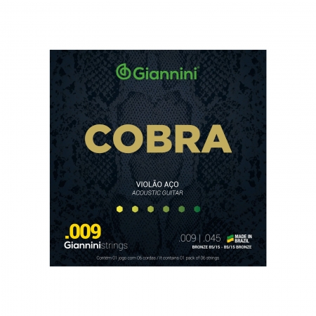 Encordoamento Violão Aço Giannini Cobra Bronze 009