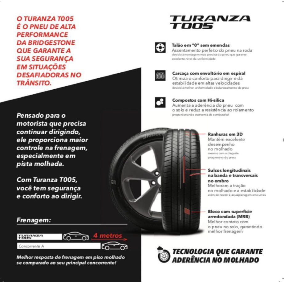 Pneu 225/40 R 18 - Turanza T005 92W - Bridgestone