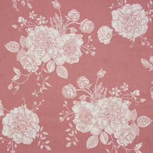 Tecido Tricoline Estampado - Flores Rosa - 50cm x 150cm