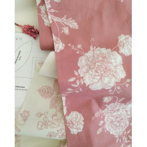 Tecido Tricoline Estampado - Flores Rosa - 50cm x 150cm