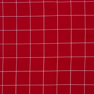 Tecido Tricoline Estampado - Grid Vermelho e Branco - 50cm X150cm