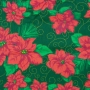 Tecido Tricoline Estampado Natal - Floral Natal Verde - 50cm X150cm