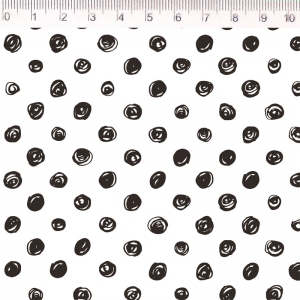 Tecido Tricoline Estampado - Poá Trace Preto - 50cm X150cm