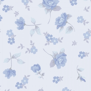 Tecido Tricoline Estampado - Rosas Pequena Azul - 50cm X150cm