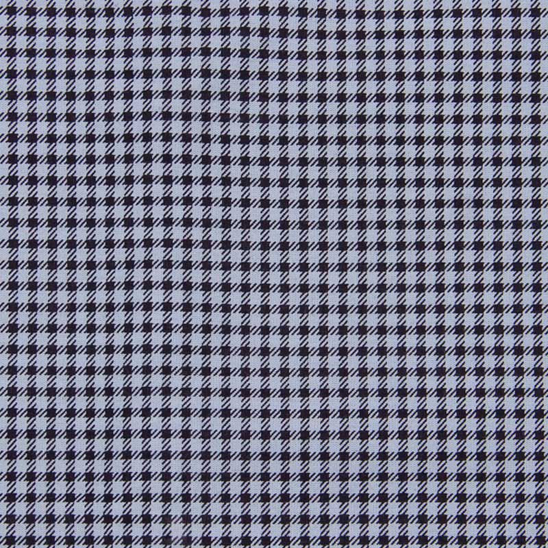 Tecido Tricoline Estampado - Mini Xadrez Pied de Poule Azul Chumbo - 50cm X150cm