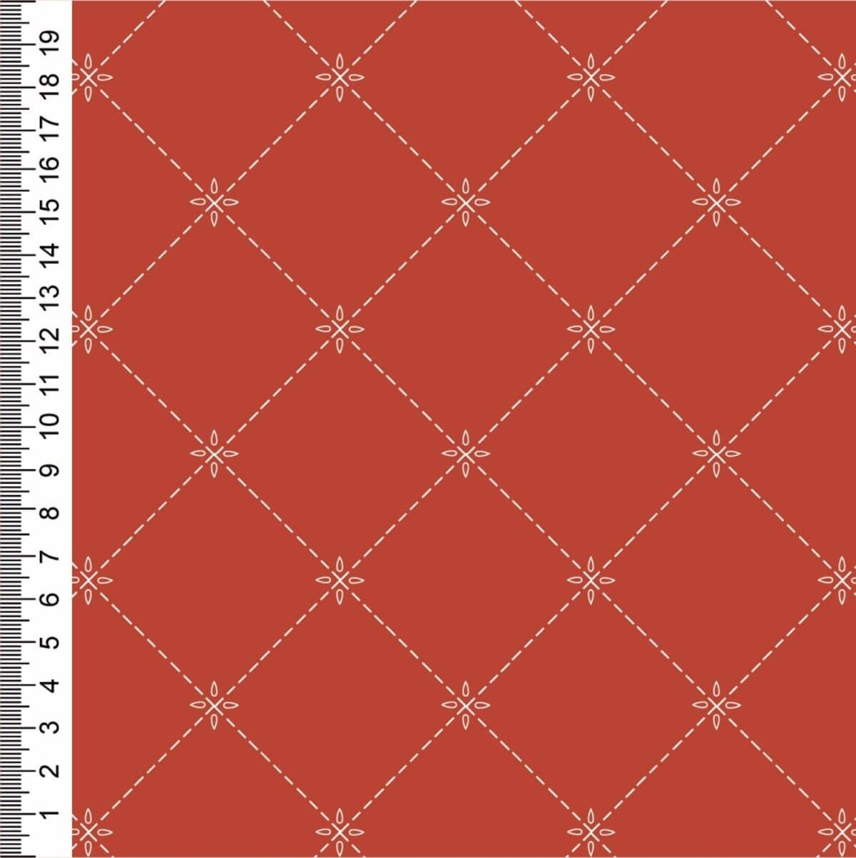 Tecido Tricoline Estampado - Rebordando Sachiko Vermelho - 50cm X150cm