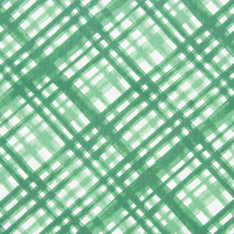 Tecido Tricoline Estampado - Xadrez Enviezado Verde Oliva - 50cm X150cm