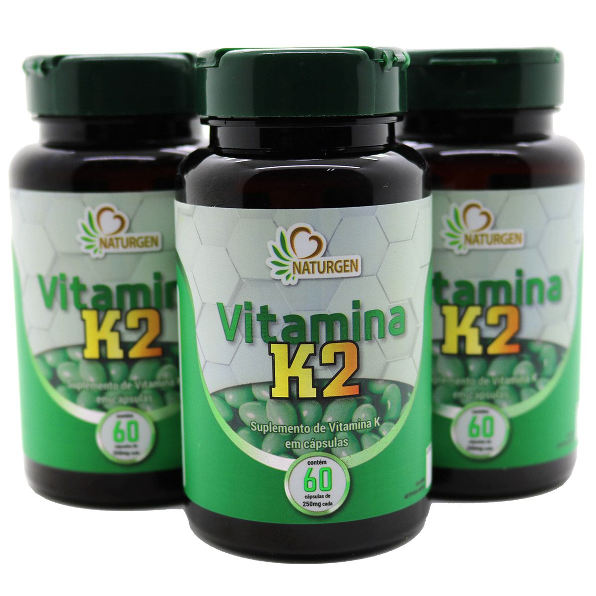 3x Vitamina K2 Menaquinona 250 MG 60 caps 6 meses