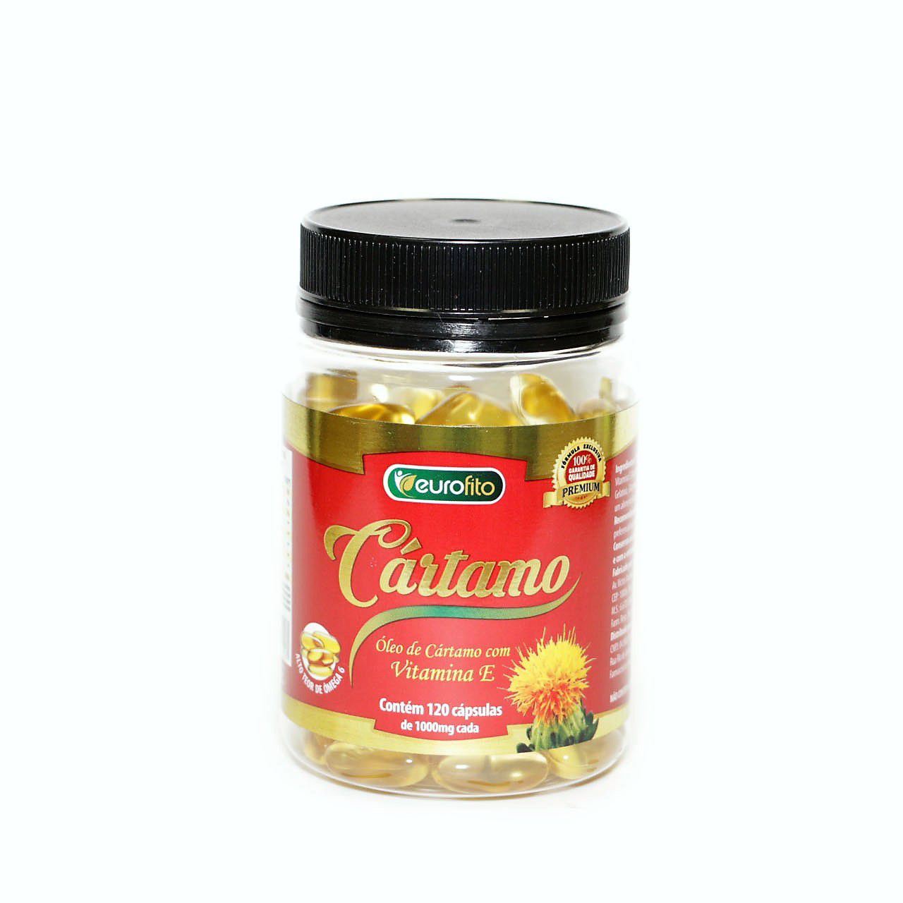 Óleo De Cartamo c/ Vitamina E 1000 Mg - 120 cápsulas soft gel - Eurofito