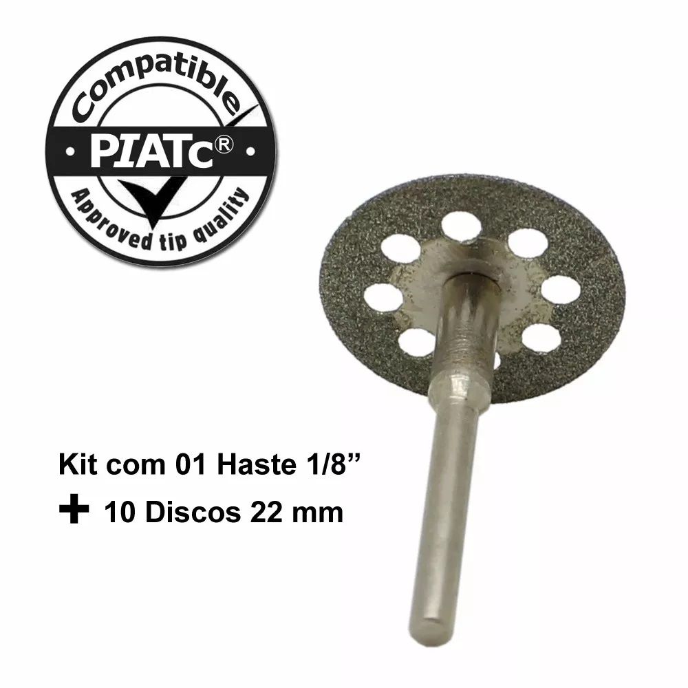 Kit 10 Discos Diamantado 22mm P/ Micro Retifica Dremel + Haste  - MRE Ferramentas