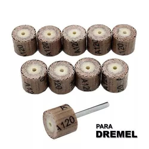 Kit Roda Lixa P/ Micro Retifica Dremel Gr120 C/10 Pc + Haste  - MRE Ferramentas