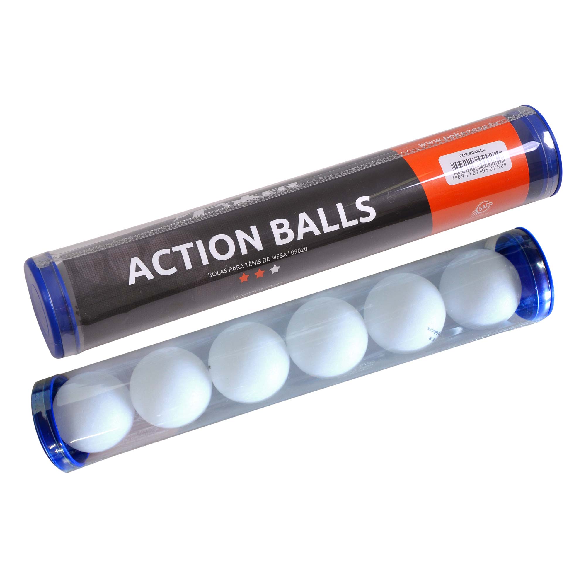Bolas Para Tênis de Mesa Action Balls 40mm Pote C/ 6 Pçs 09020