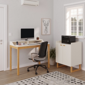 Conjunto Home Office Escrivaninha Com Balcão Multiuso Holder Várias Cores