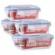 Kit 4 Potes de Vidro 100% Herméticos Qualidade Click Glass