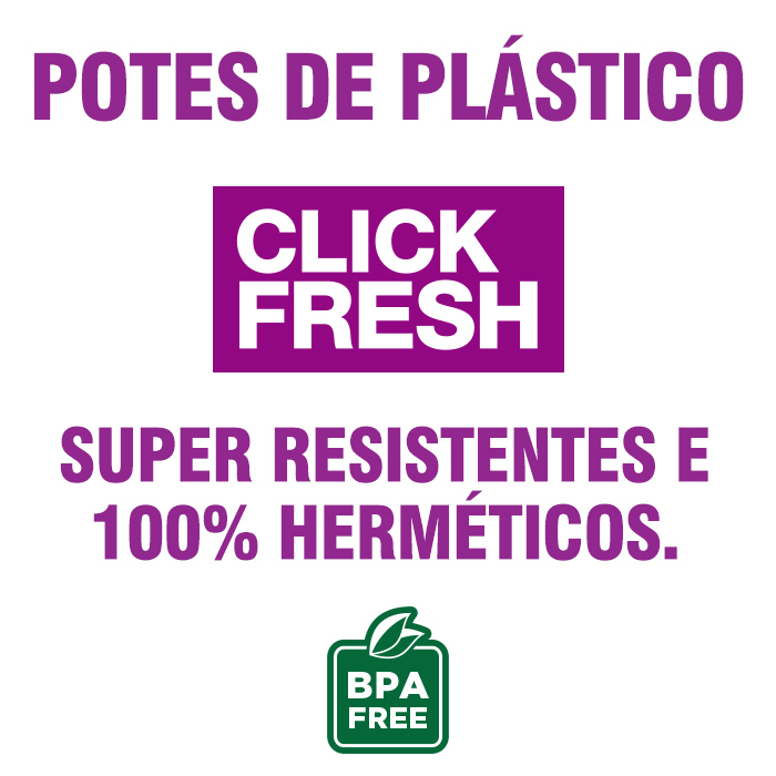 Kit 6 potes plásticos herméticos alta qualidade Click Fresh