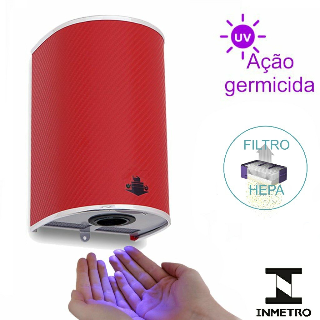 Secador de mãos automático ECO-1800 INOX 127V - Vermelho 3D - Hidrosolutions