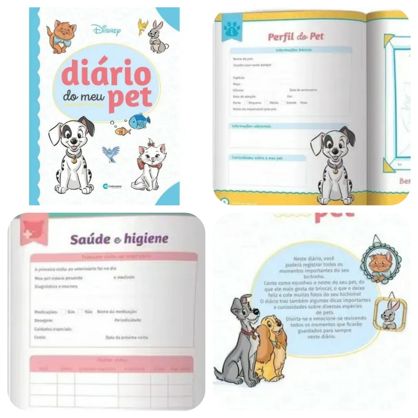 Diário Meu Pet Disney Bab Capa Dura Veterinário Cão Gato Dog - Lazer e Estilo