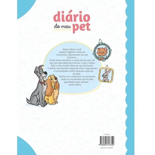 Diário Meu Pet Disney Bab Capa Dura Veterinário Cão Gato Dog - Lazer e Estilo