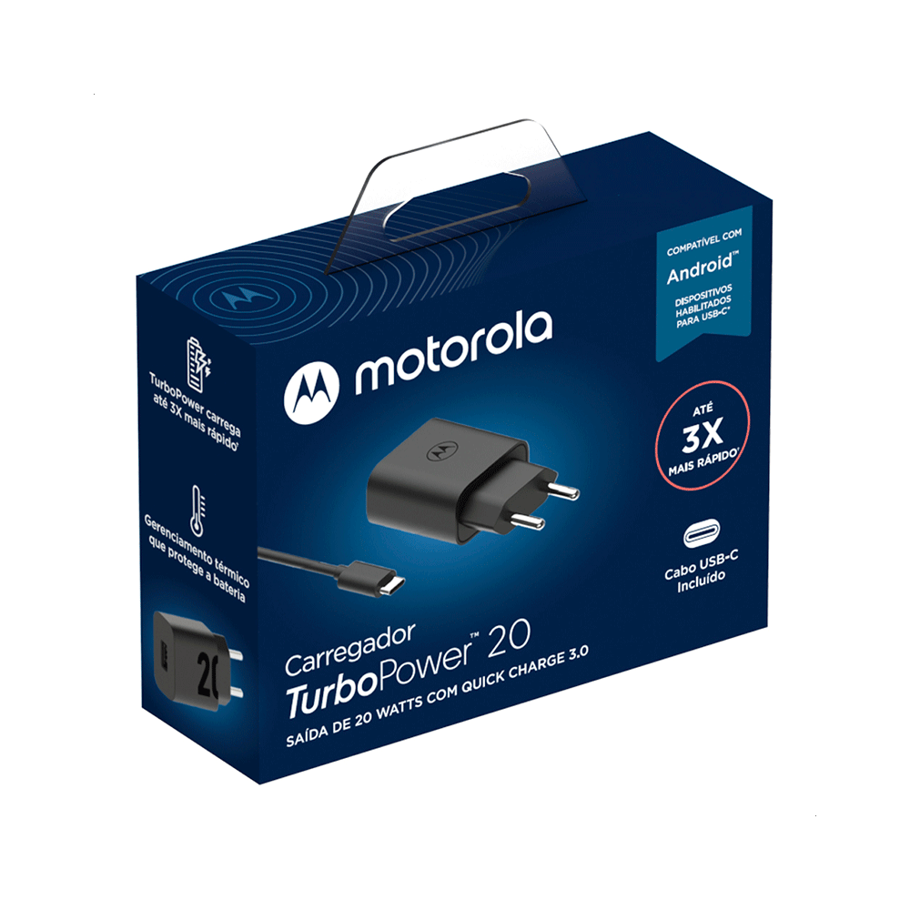 Carregador de Tomada Motorola Turbo Power 20W Quick Charger 3.0 Bivolt